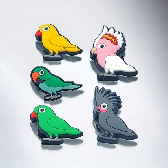 Parakeet 5-Pack Shoe Charms 🐊 Cockatiel Parrot Lovebird Cockatoo 🦜Birds Pets - Picture 2 of 8